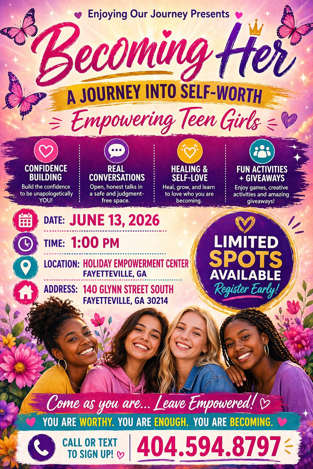 Becoming Her: A Journey Into Self-Worth — Event Flyer